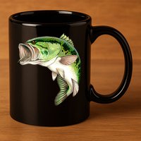 Largemouth Bass Swimming 11oz C Handle Ceramic Mug
