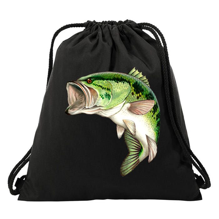 Largemouth Bass Swimming Drawstring Bag