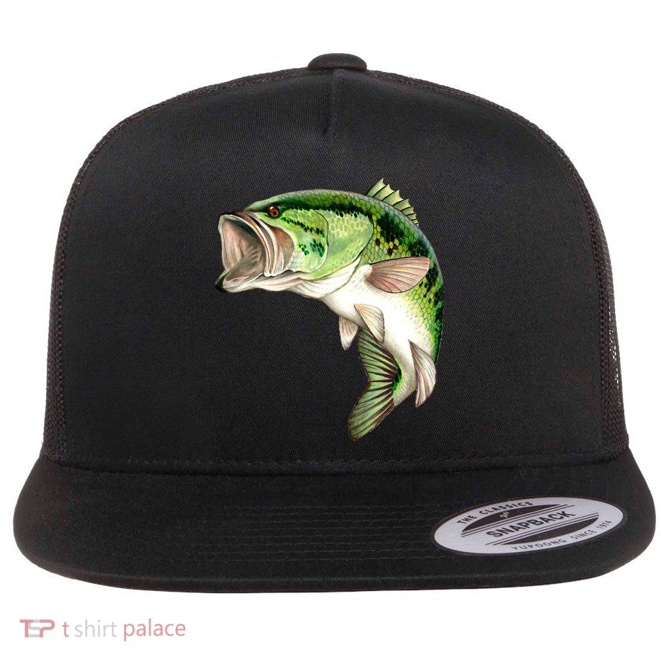 Largemouth Bass Swimming Flat Bill Trucker Hat