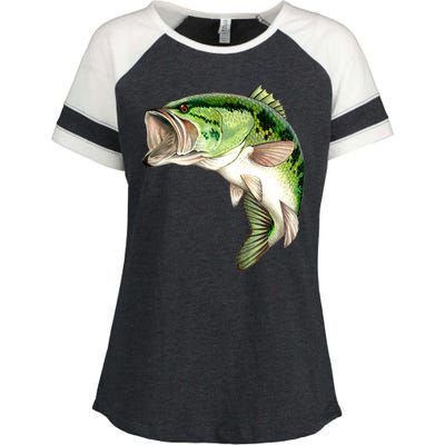 Largemouth Bass Swimming Enza Ladies Jersey Colorblock Tee