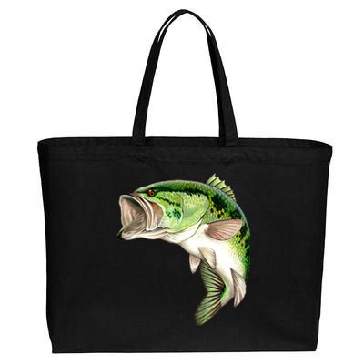 Largemouth Bass Swimming Cotton Canvas Jumbo Tote