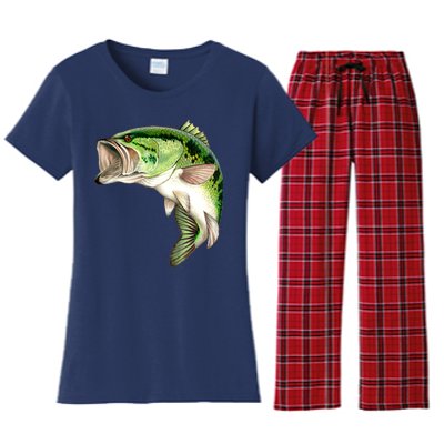 Largemouth Bass Swimming Women's Flannel Pajama Set