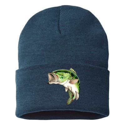 Largemouth Bass Swimming Sustainable Knit Beanie