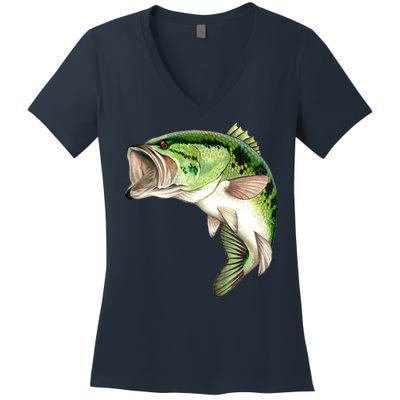 Largemouth Bass Swimming Women's V-Neck T-Shirt