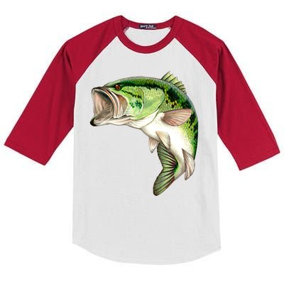 Largemouth Bass Swimming Kids Colorblock Raglan Jersey