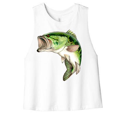 Largemouth Bass Swimming Women's Racerback Cropped Tank