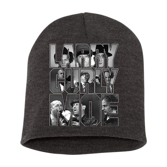 Larry Curly Moe Three Stooges Short Acrylic Beanie