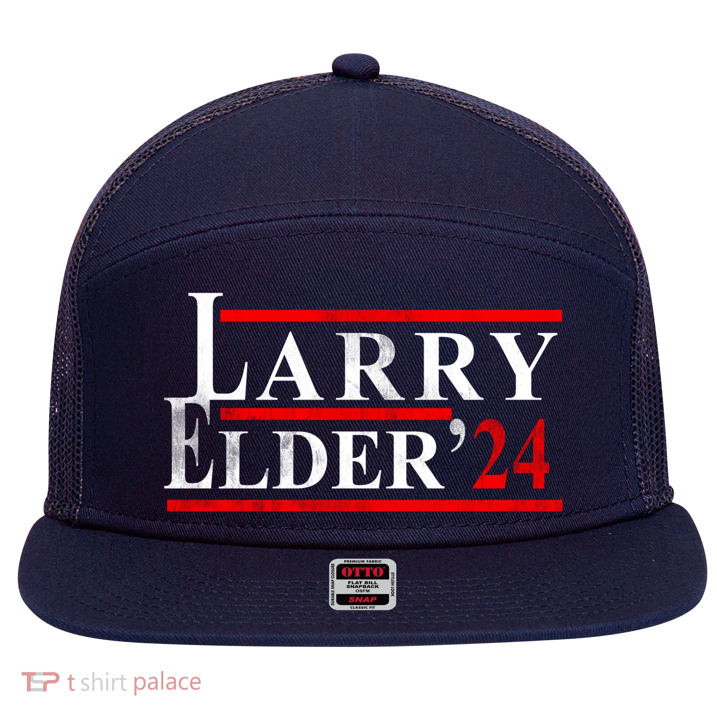 Larry Elder 2024 Vintage Campaign Election 7 Panel Mesh Trucker Snapback Hat