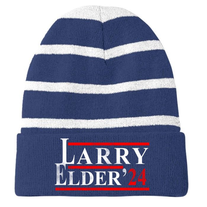 Larry Elder 2024 Vintage Campaign Election Striped Beanie with Solid Band