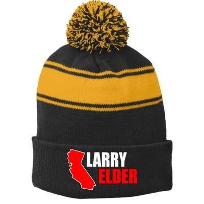 Larry Elder Republican Governor California Stripe Pom Pom Beanie