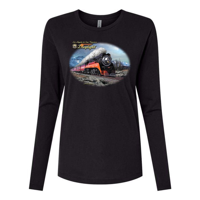 Larry Grossman - Daylight In Winter Train Womens Cotton Relaxed Long Sleeve T-Shirt