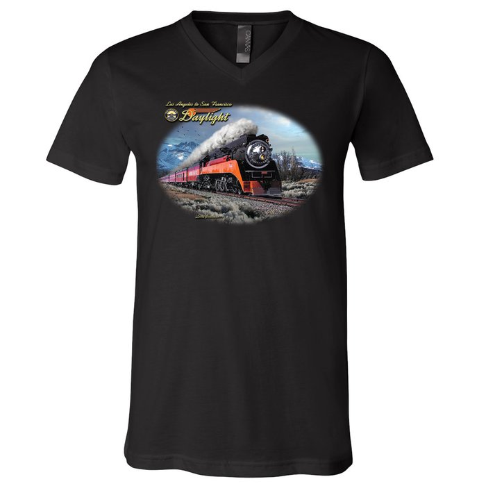 Larry Grossman - Daylight In Winter Train V-Neck T-Shirt