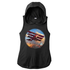 Larry Grossman - Fokker Tri-Plane Ladies PosiCharge Tri-Blend Wicking Draft Hoodie Tank