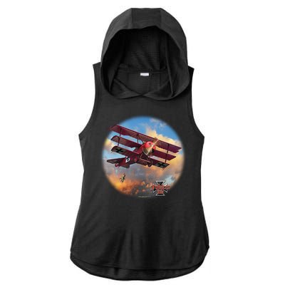 Larry Grossman - Fokker Tri-Plane Ladies PosiCharge Tri-Blend Wicking Draft Hoodie Tank