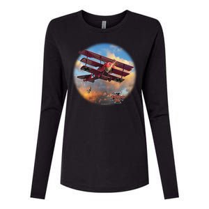 Larry Grossman - Fokker Tri-Plane Womens Cotton Relaxed Long Sleeve T-Shirt