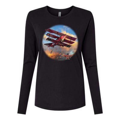 Larry Grossman - Fokker Tri-Plane Womens Cotton Relaxed Long Sleeve T-Shirt