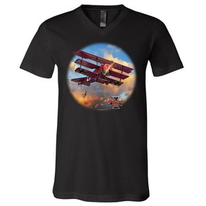 Larry Grossman - Fokker Tri-Plane V-Neck T-Shirt