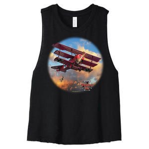 Larry Grossman - Fokker Tri-Plane Women's Racerback Cropped Tank