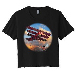 Larry Grossman - Fokker Tri-Plane Women's Crop Top Tee