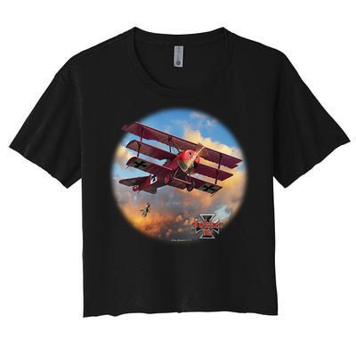 Larry Grossman - Fokker Tri-Plane Women's Crop Top Tee