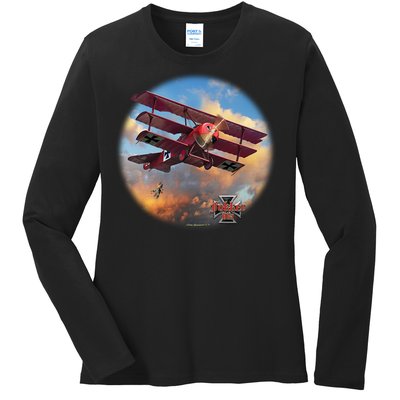 Larry Grossman - Fokker Tri-Plane Ladies Long Sleeve Shirt