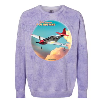 Larry Grossman - P-51 Mustang Plane Colorblast Crewneck Sweatshirt