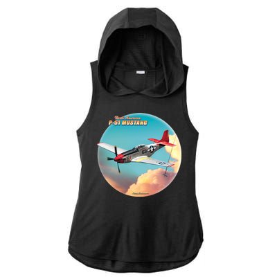 Larry Grossman - P-51 Mustang Plane Ladies PosiCharge Tri-Blend Wicking Draft Hoodie Tank