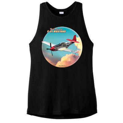 Larry Grossman - P-51 Mustang Plane Ladies PosiCharge Tri-Blend Wicking Tank