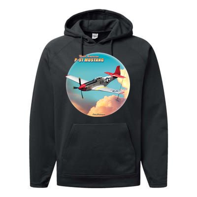 Larry Grossman - P-51 Mustang Plane Performance Fleece Hoodie