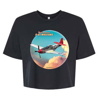 Larry Grossman - P-51 Mustang Plane Bella+Canvas Jersey Crop Tee