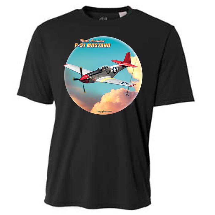 Larry Grossman - P-51 Mustang Plane Cooling Performance Crew T-Shirt