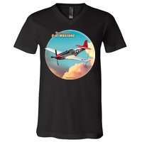 Larry Grossman - P-51 Mustang Plane V-Neck T-Shirt