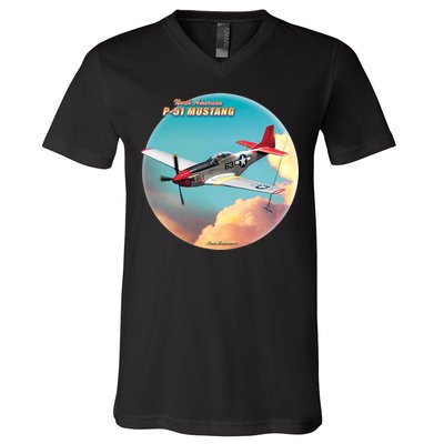 Larry Grossman - P-51 Mustang Plane V-Neck T-Shirt