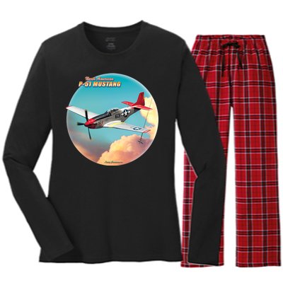 Larry Grossman - P-51 Mustang Plane Women's Long Sleeve Flannel Pajama Set 