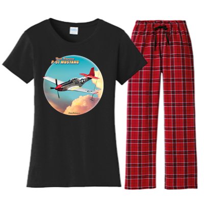 Larry Grossman - P-51 Mustang Plane Women's Flannel Pajama Set