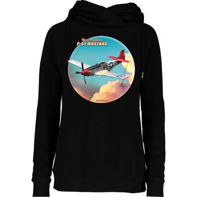 Larry Grossman - P-51 Mustang Plane Womens Funnel Neck Pullover Hood