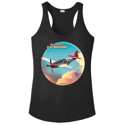 Larry Grossman - P-51 Mustang Plane Ladies PosiCharge Competitor Racerback Tank