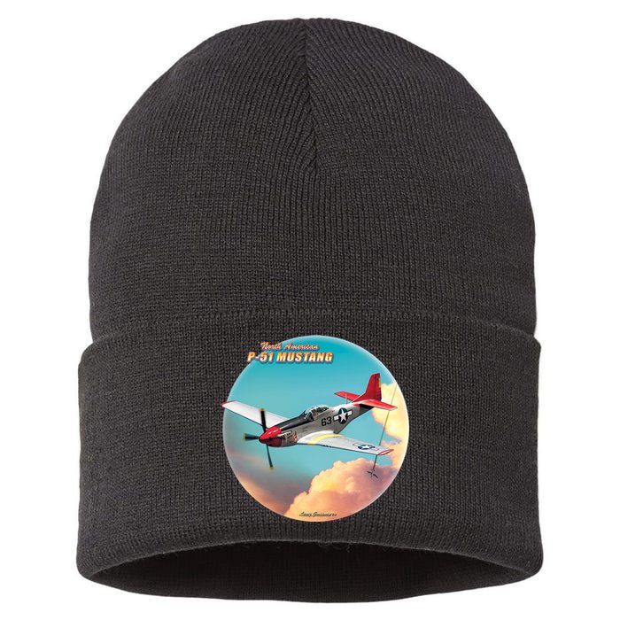 Larry Grossman - P-51 Mustang Plane Sustainable Knit Beanie