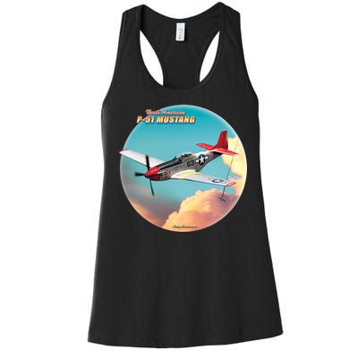 Larry Grossman - P-51 Mustang Plane Women's Racerback Tank