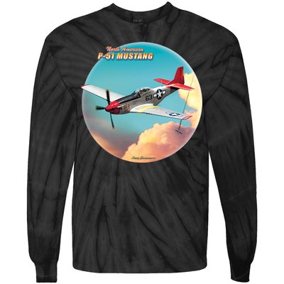 Larry Grossman - P-51 Mustang Plane Tie-Dye Long Sleeve Shirt