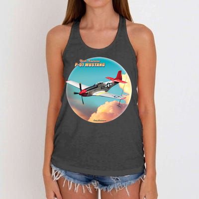 Larry Grossman - P-51 Mustang Plane Women's Knotted Racerback Tank