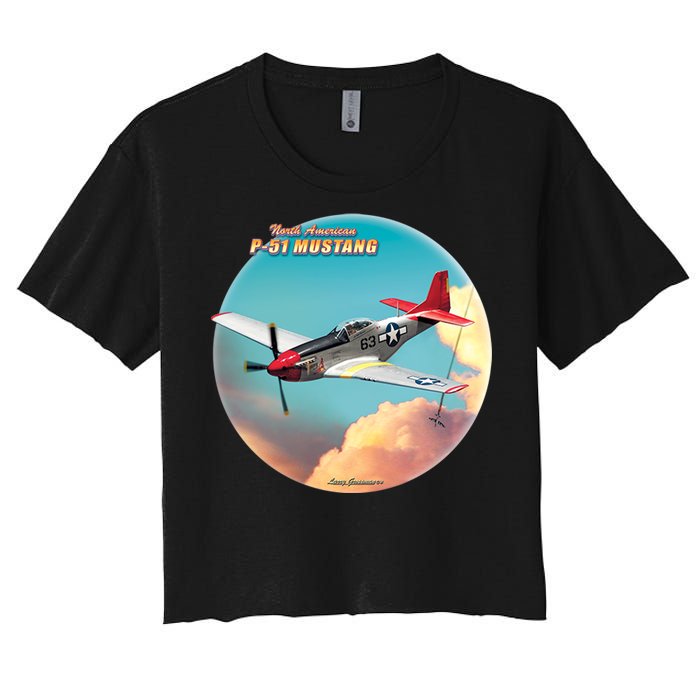 Larry Grossman - P-51 Mustang Plane Women's Crop Top Tee