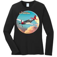 Larry Grossman - P-51 Mustang Plane Ladies Long Sleeve Shirt