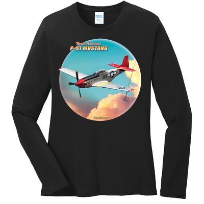 Larry Grossman - P-51 Mustang Plane Ladies Long Sleeve Shirt