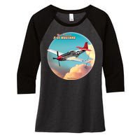 Larry Grossman - P-51 Mustang Plane Women's Tri-Blend 3/4-Sleeve Raglan Shirt