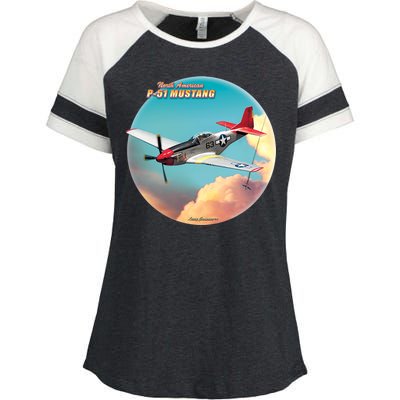 Larry Grossman - P-51 Mustang Plane Enza Ladies Jersey Colorblock Tee