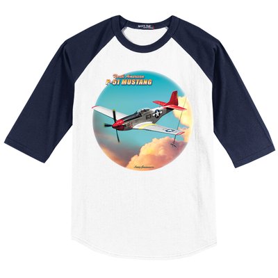 Larry Grossman - P-51 Mustang Plane Baseball Sleeve Shirt