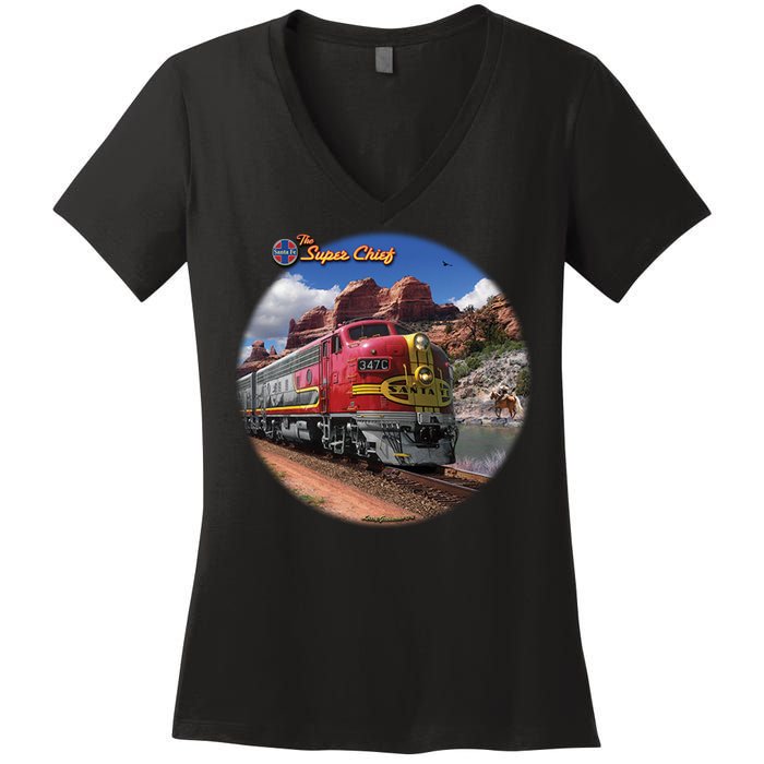 Larry Grossman - Super Chief Train Women's V-Neck T-Shirt