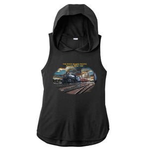 Larry Grossman Rock Island Pacific Train Ladies PosiCharge Tri-Blend Wicking Draft Hoodie Tank