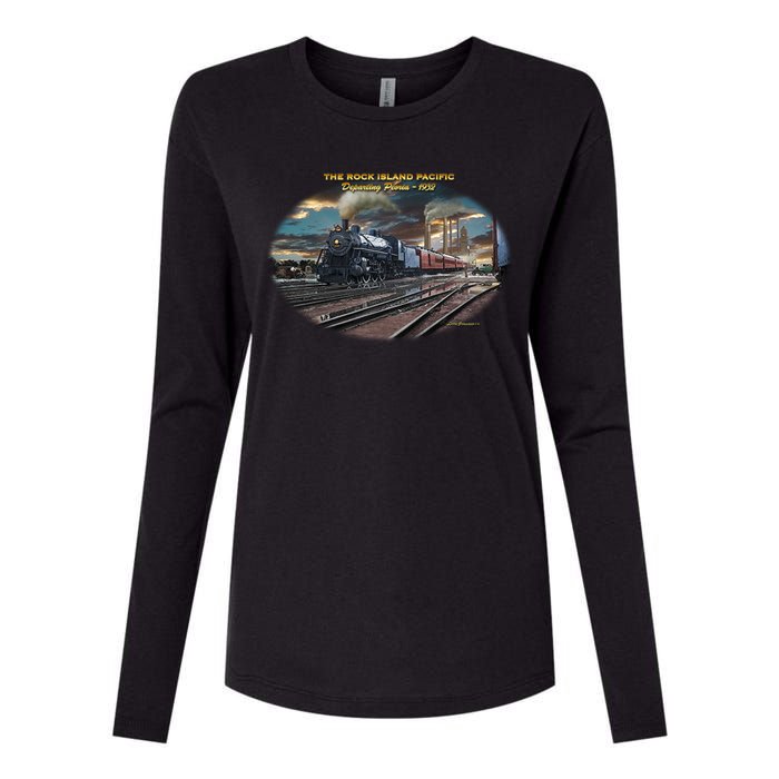 Larry Grossman Rock Island Pacific Train Womens Cotton Relaxed Long Sleeve T-Shirt